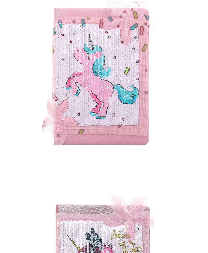 Fashion Pink Unicorn Sequined Unicorn Flower Notebook,Notebook/Agenda