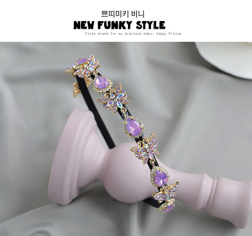 Fashion Purple Butterfly Headband With Alloy Diamonds,Head Band
