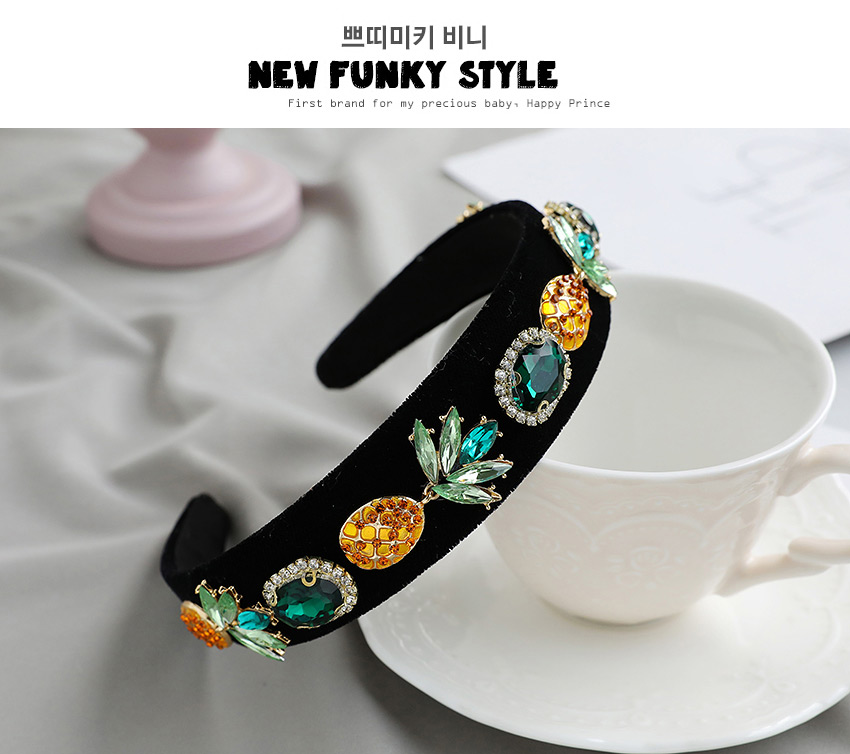 Fashion Color Fabric Alloy Diamond-set Pineapple Headband,Head Band