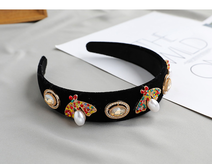 Fashion Color Fabric Alloy Diamond-set Pearl Butterfly Headband,Head Band