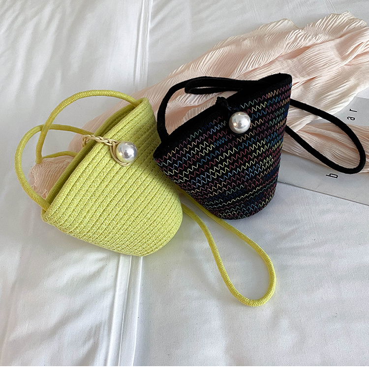 Fashion Yellow Straw Pearl Shoulder Bag,Shoulder bags