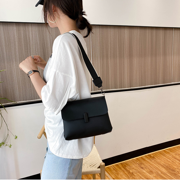 Fashion Black Shoulder Crossbody Bag With Wide Shoulder Strap Lock,Shoulder bags