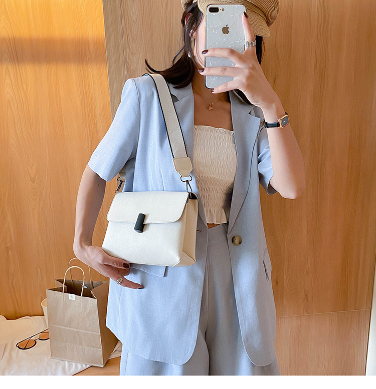 Fashion Blue Shoulder Crossbody Bag With Wide Shoulder Strap Lock,Shoulder bags