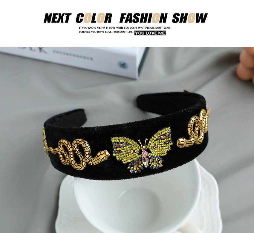 Fashion Black Serpentine Butterfly Hair Band With Fabric Alloy Diamond,Head Band