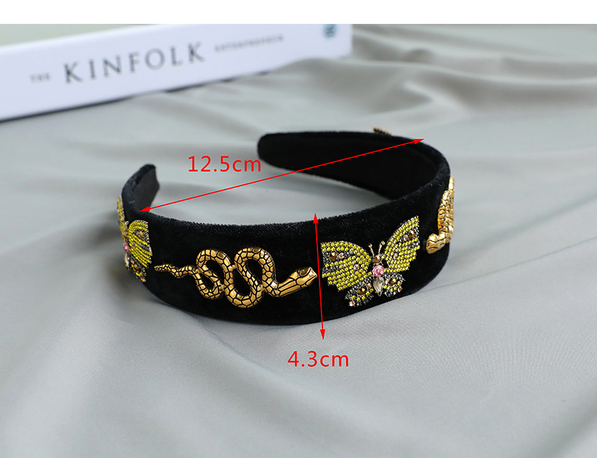 Fashion Black Serpentine Butterfly Hair Band With Fabric Alloy Diamond,Head Band