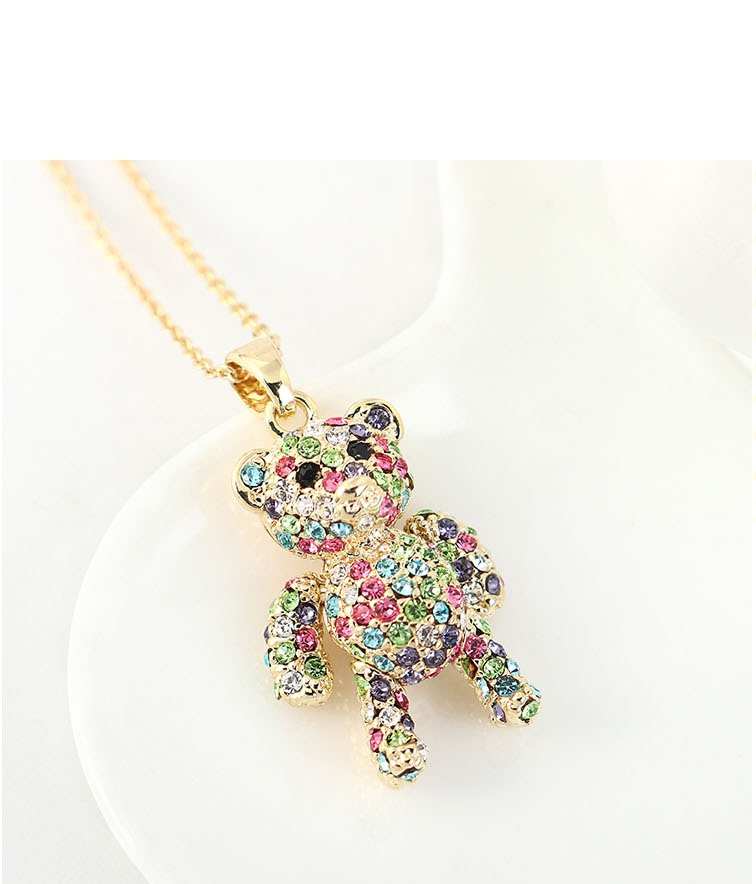 Fashion Black Imported Crystal Cady Bear Alloy Necklace,Crystal Necklaces