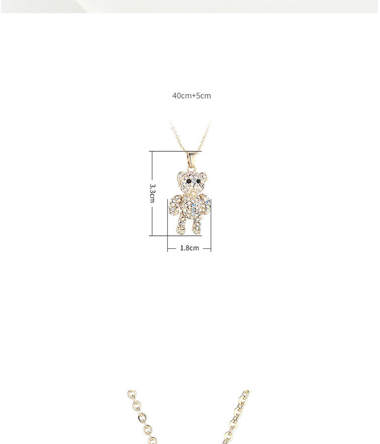 Fashion Color White Imported Crystal Cady Bear Alloy Necklace,Crystal Necklaces