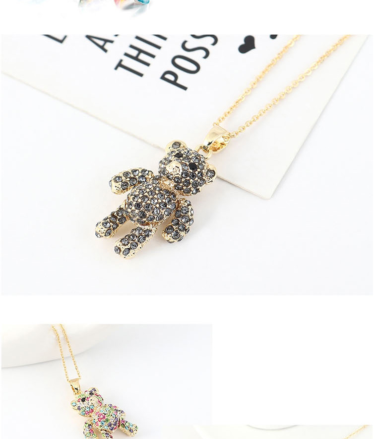 Fashion Black Diamond Imported Crystal Cady Bear Alloy Necklace,Crystal Necklaces