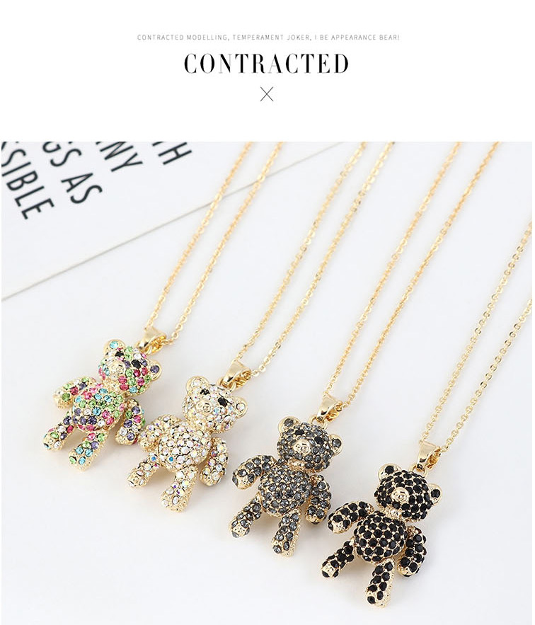 Fashion Black Imported Crystal Cady Bear Alloy Necklace,Crystal Necklaces