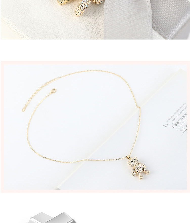 Fashion Color Imported Crystal Cady Bear Alloy Necklace,Crystal Necklaces