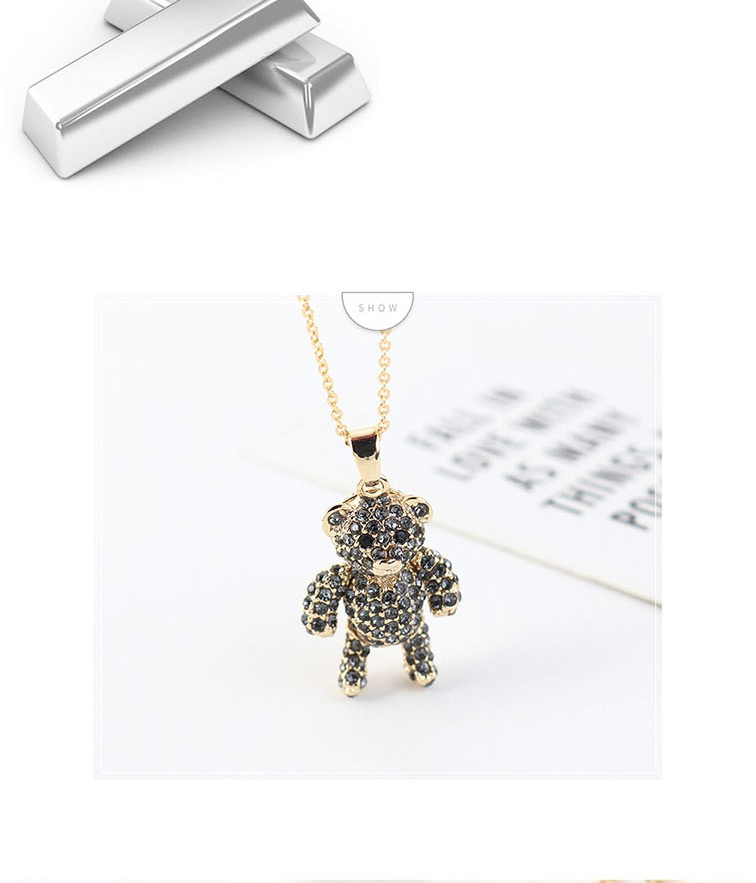 Fashion Black Diamond Imported Crystal Cady Bear Alloy Necklace,Crystal Necklaces