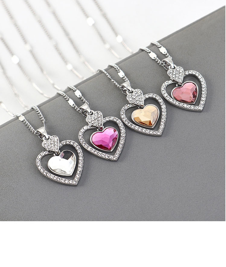 Fashion Golden Phantom Crystal Diamond Love Hollow Alloy Earring Necklace Set,Crystal Necklaces