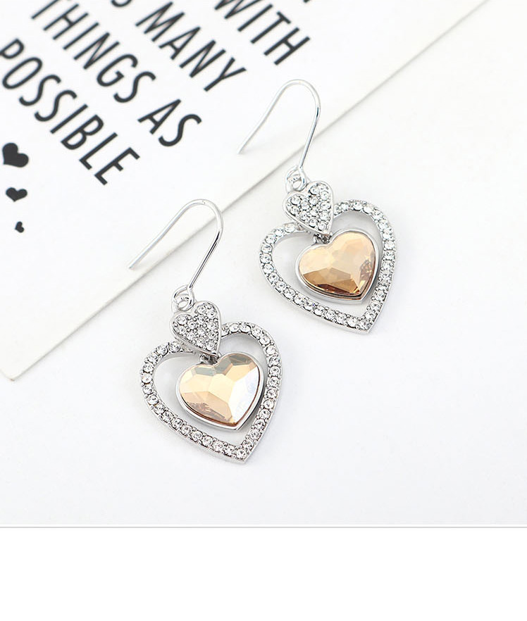 Fashion Fuchsia Crystal Inlaid Rhinestone Love Earrings,Crystal Necklaces