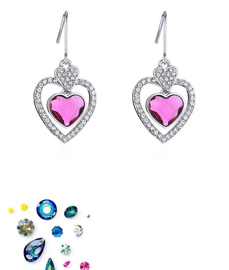 Fashion White Crystal Inlaid Rhinestone Love Earrings,Crystal Necklaces