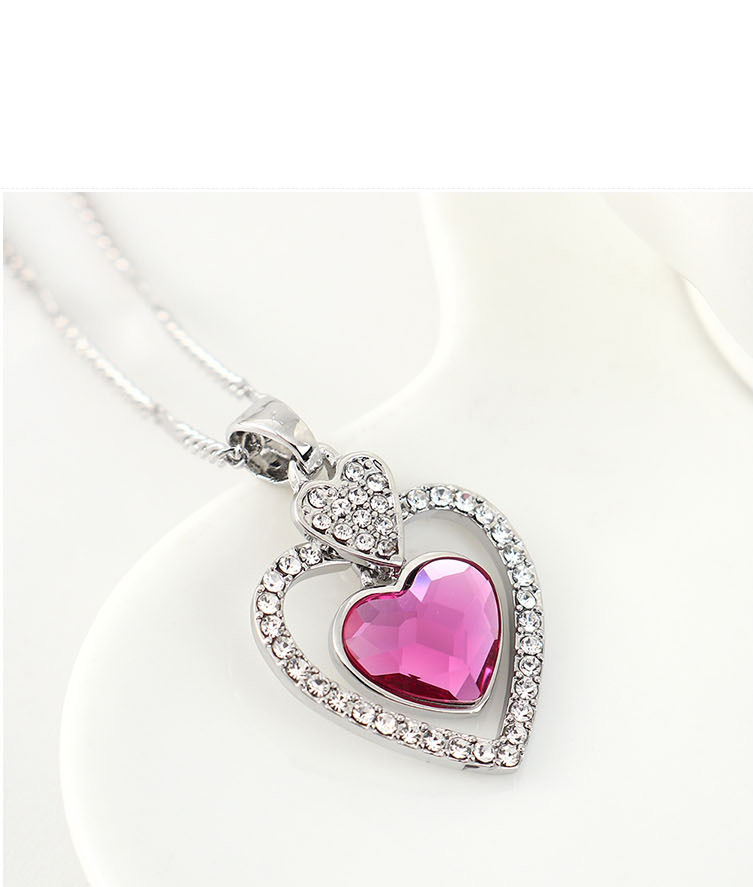 Fashion Classical Pink Crystal Inlaid Rhinestone Necklace,Crystal Necklaces