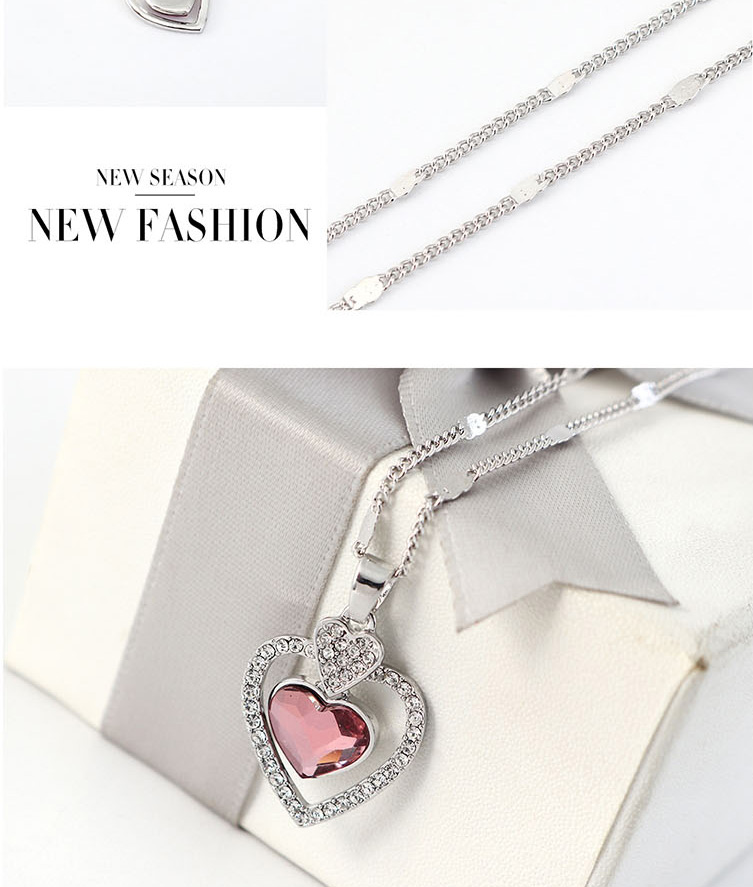 Fashion Classical Pink Crystal Inlaid Rhinestone Necklace,Crystal Necklaces