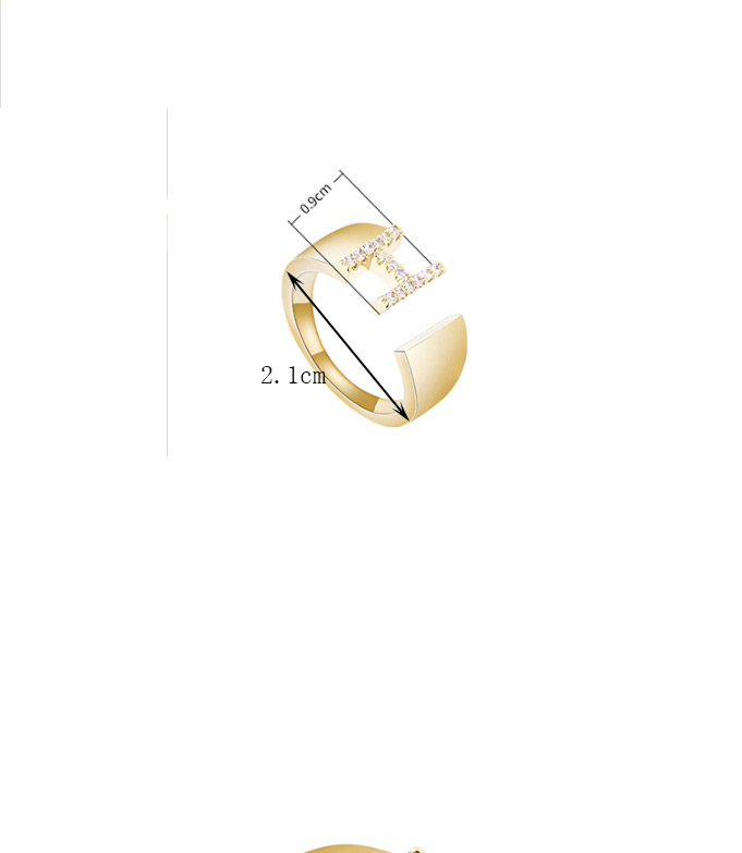 Fashion Platinum H Letter Open Ring With Zircon,Fashion Rings