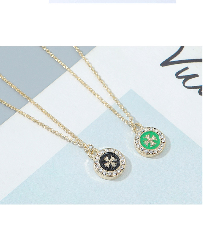 Fashion Green Imported Crystal Cross Geometric Round Necklace,Pendants