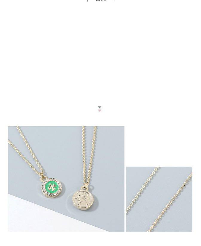Fashion Green Imported Crystal Cross Geometric Round Necklace,Pendants