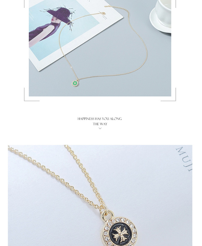 Fashion Black Imported Crystal Cross Geometric Round Necklace,Pendants