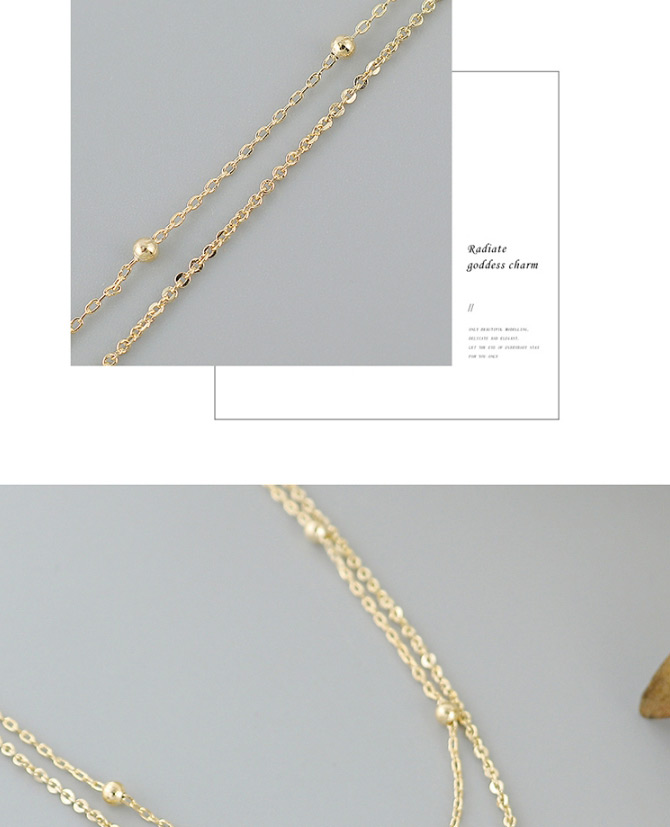 Fashion Golden Gold Plated Pearl Double Bead Necklace,Multi Strand Necklaces