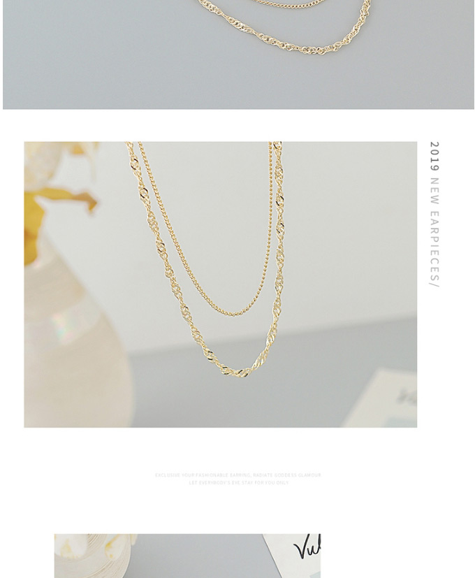 Fashion Golden Double-layer Necklace With Gold-plated Chain,Multi Strand Necklaces