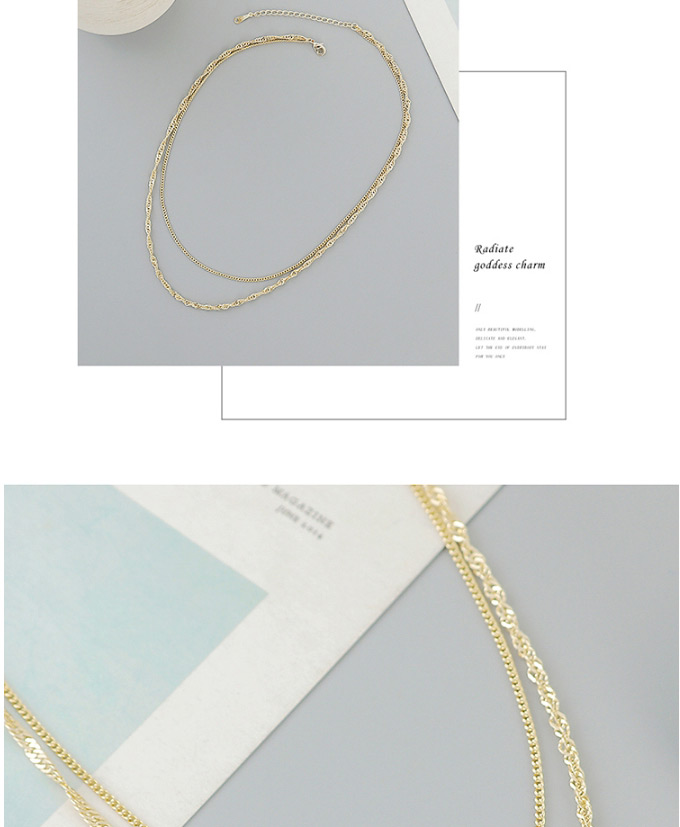 Fashion Golden Double-layer Necklace With Gold-plated Chain,Multi Strand Necklaces