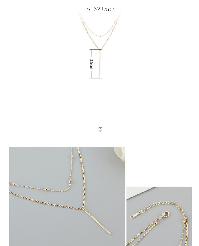 Fashion Golden Gold-plated Round Bead Double-layer Necklace,Multi Strand Necklaces