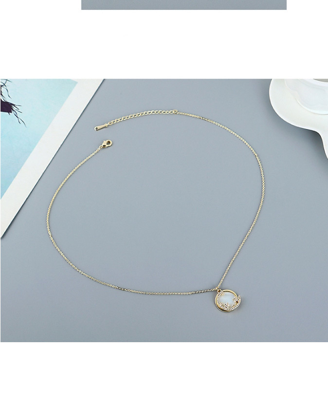 Fashion Platinum Geometric Cutout Necklace With Zircon And Pentagram,Pendants