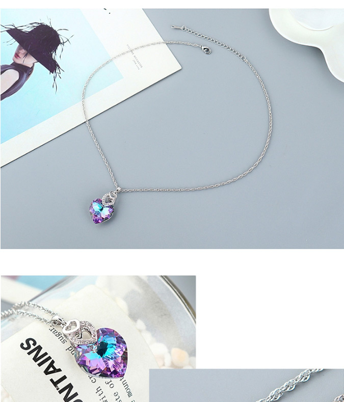 Fashion Ziguang Austrian Crystal Diamond Love Openwork Necklace,Pendants