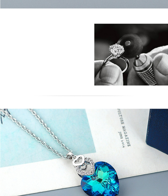 Fashion Color White Austrian Crystal Diamond Love Openwork Necklace,Pendants
