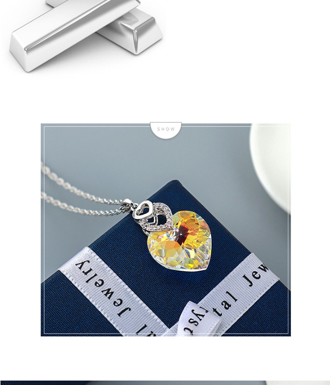 Fashion Ziguang Austrian Crystal Diamond Love Openwork Necklace,Pendants
