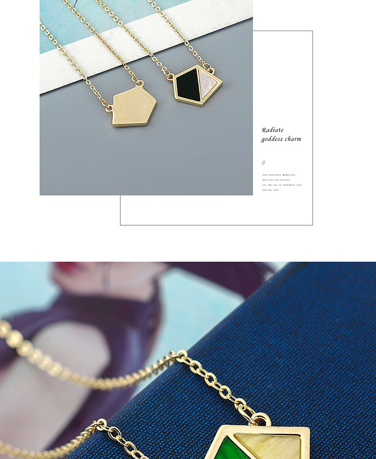 Fashion Black Gold-plated Diamond Triangle Contrast Color Necklace,Pendants