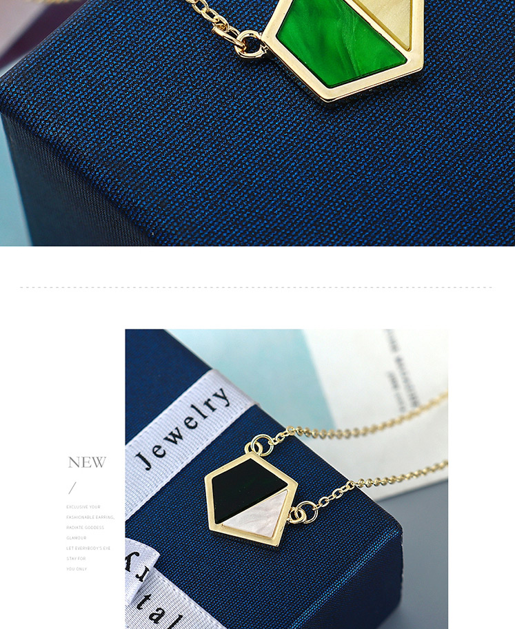 Fashion Olives Gold-plated Diamond Triangle Contrast Color Necklace,Pendants