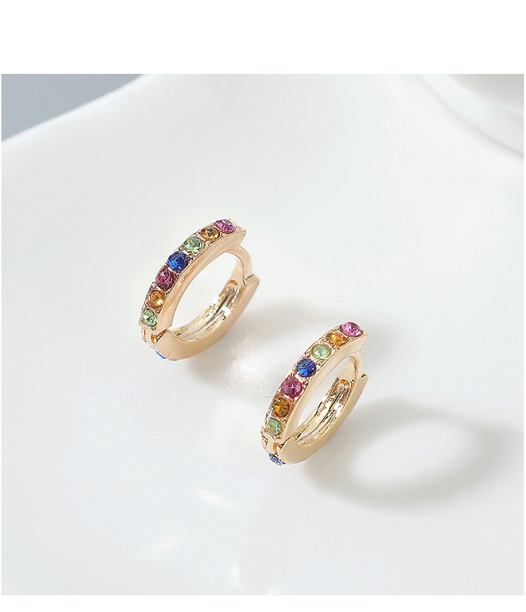 Fashion Champagne Gold + White Imported Crystal Alloy Hollow Earrings,Stud Earrings