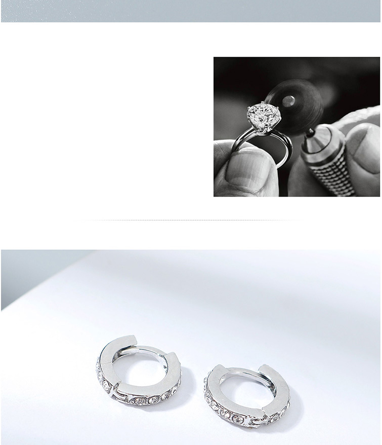 Fashion Platinum + Black Imported Crystal Alloy Hollow Earrings,Stud Earrings