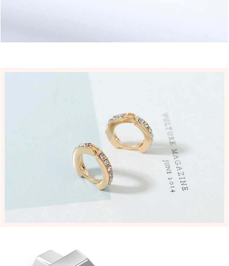 Fashion Champagne Gold + Black Imported Crystal Alloy Hollow Earrings,Stud Earrings