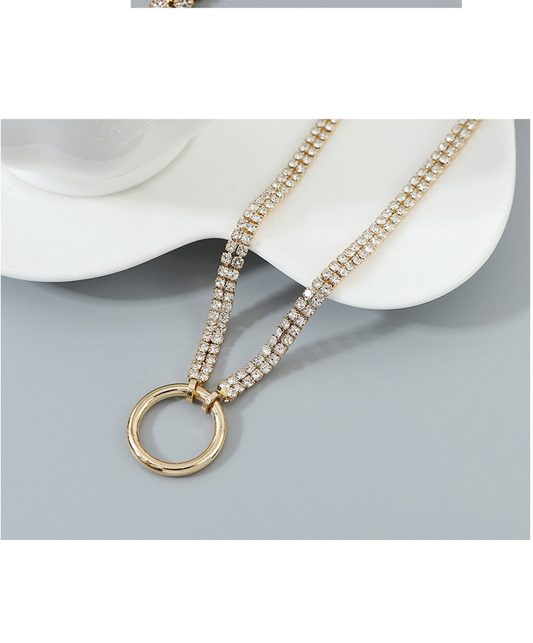 Fashion Golden Round Gold-plated Diamond Necklace,Pendants