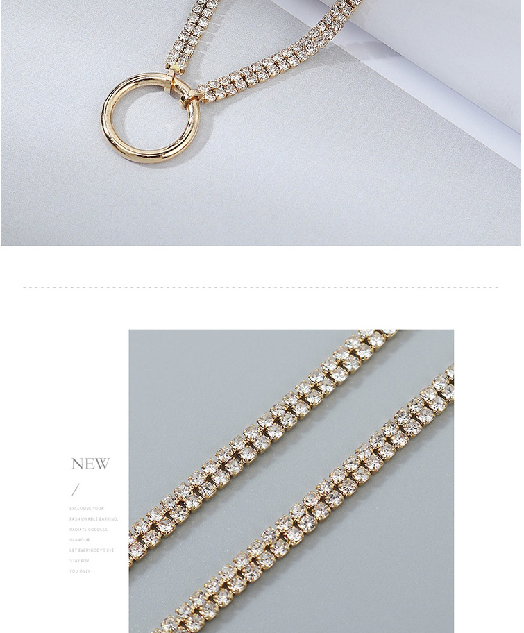 Fashion Golden Round Gold-plated Diamond Necklace,Pendants