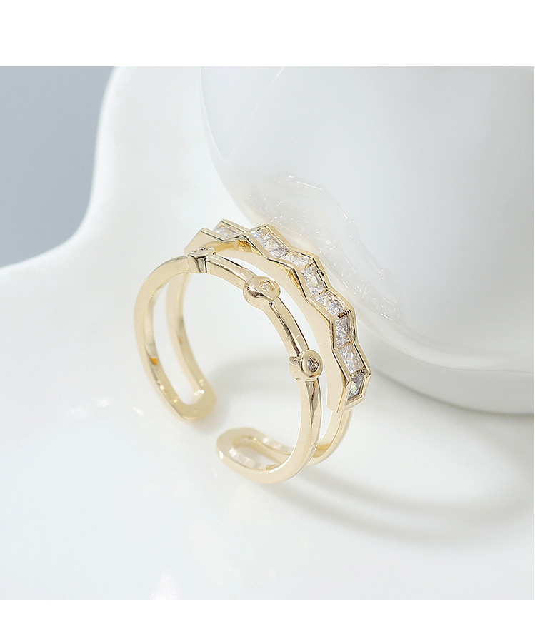 Fashion 14k Gold Diamond Zircon Wave Geometric Ring,Fashion Rings