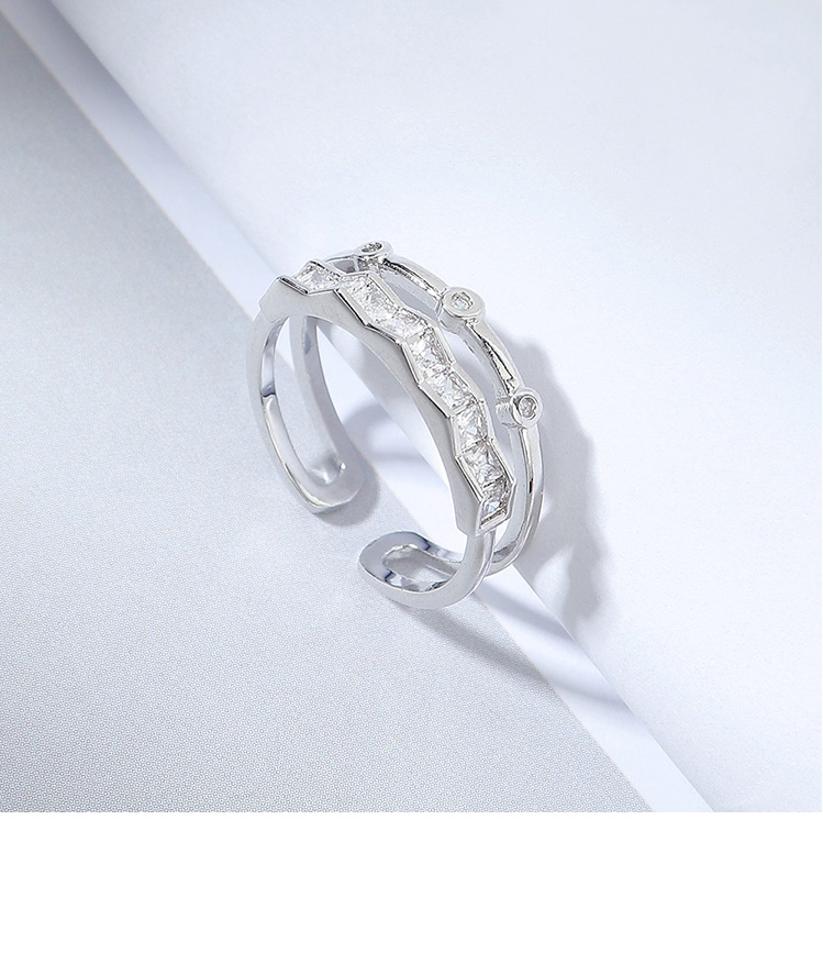 Fashion Platinum Diamond Zircon Wave Geometric Ring,Fashion Rings