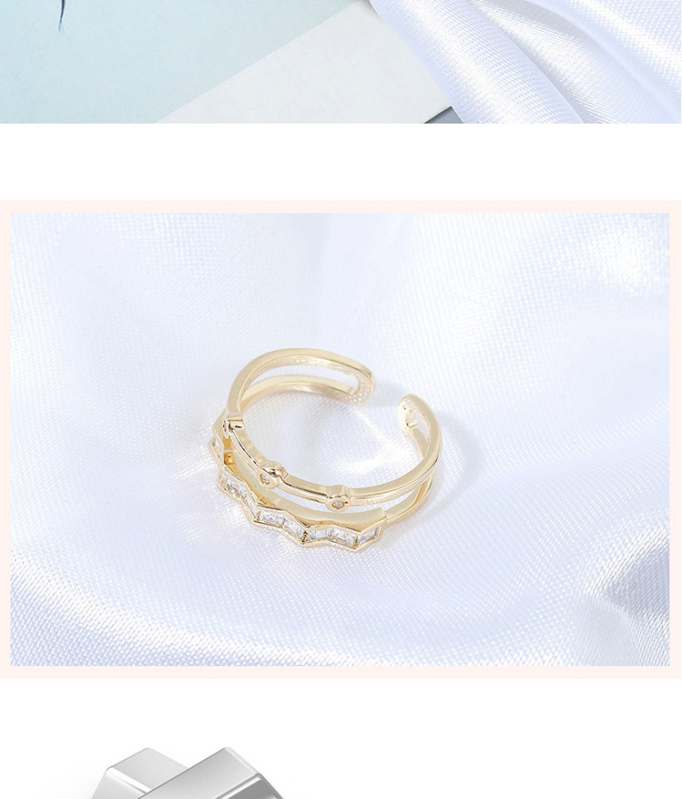 Fashion Platinum Diamond Zircon Wave Geometric Ring,Fashion Rings