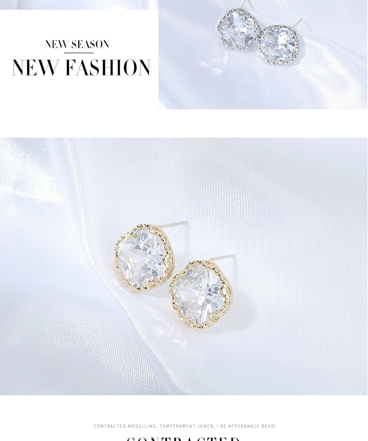 Fashion Platinum Geometrical Alloy Earrings With Zircon,Stud Earrings