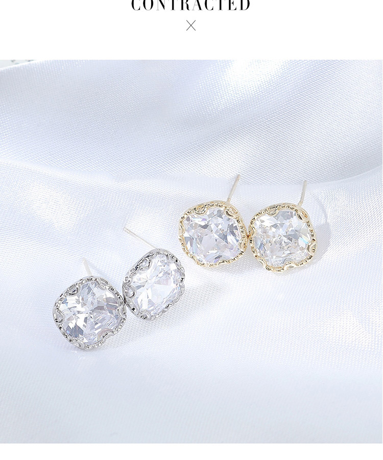 Fashion 14k Gold Geometrical Alloy Earrings With Zircon,Stud Earrings