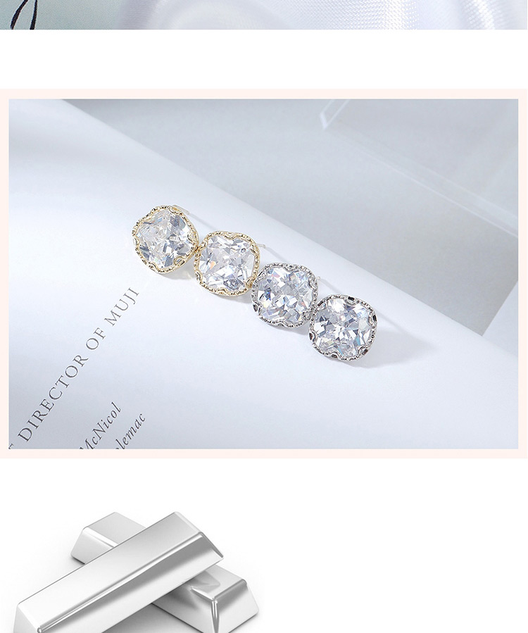 Fashion Platinum Geometrical Alloy Earrings With Zircon,Stud Earrings