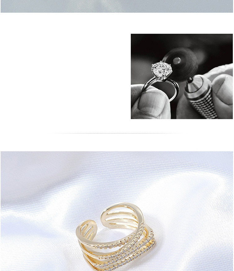 Fashion 14k Gold Hollow Alloy Ring With Geometric Zircon Inlay,Fashion Rings