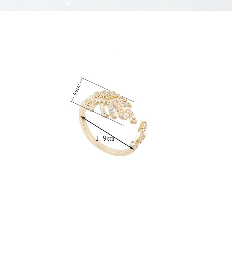 Fashion 14k Gold Geometric Cutout Ring With Zircon Leaves,Fashion Rings