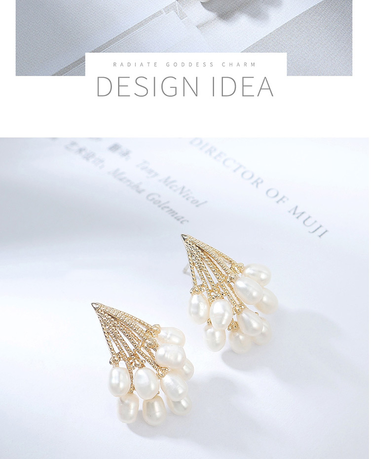 Fashion Golden Gold Plated Pearl Geometric Alloy Hollow Earrings,Stud Earrings