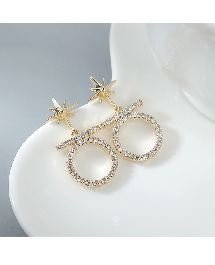 Fashion 14k Gold Zigzag Starburst Geometric Cutout Earrings,Stud Earrings
