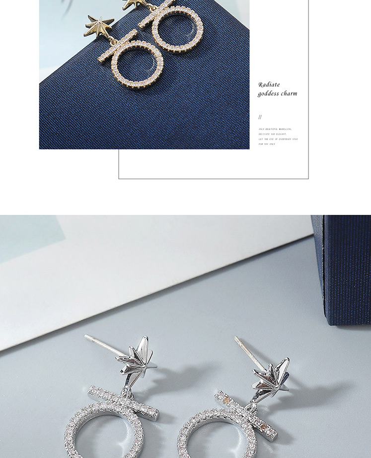Fashion Platinum Zigzag Starburst Geometric Cutout Earrings,Stud Earrings